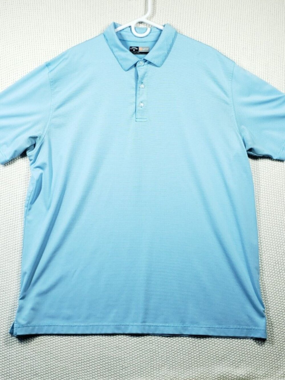 Callaway Golf Polo Men's Size 2XL Light Blue/White Stripe Shirt Opti-Dri